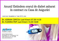 Policlinica Asteco isi extinde orarul pentru diabet zaharat in contract cu Casa de Asigurari